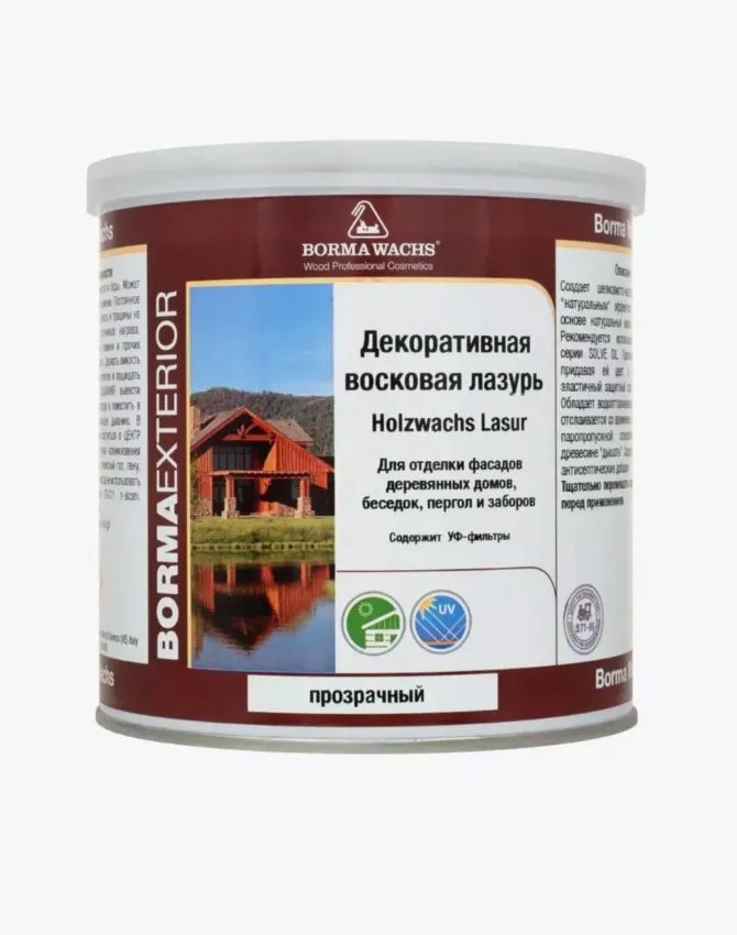Декоративная восковая лазурь Borma Wachs Holzwachs Lasur для наружных и внутренних работ 125 мл